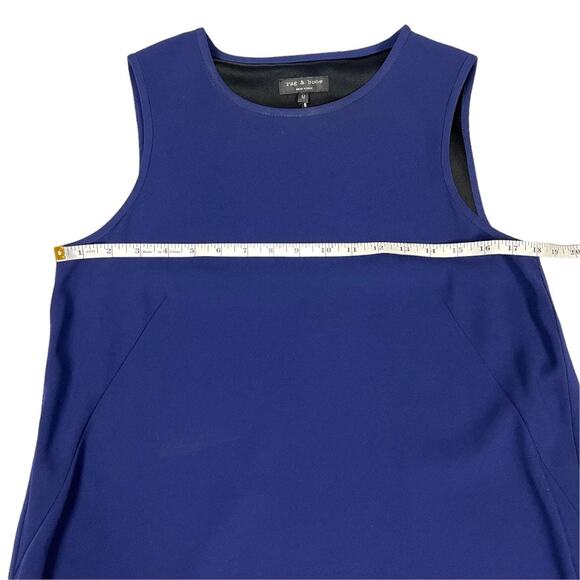 Rag & Bone Dress Split Back Sleeveless High Neck Mini Blue Black Women's Medium - Picture 5 of 14